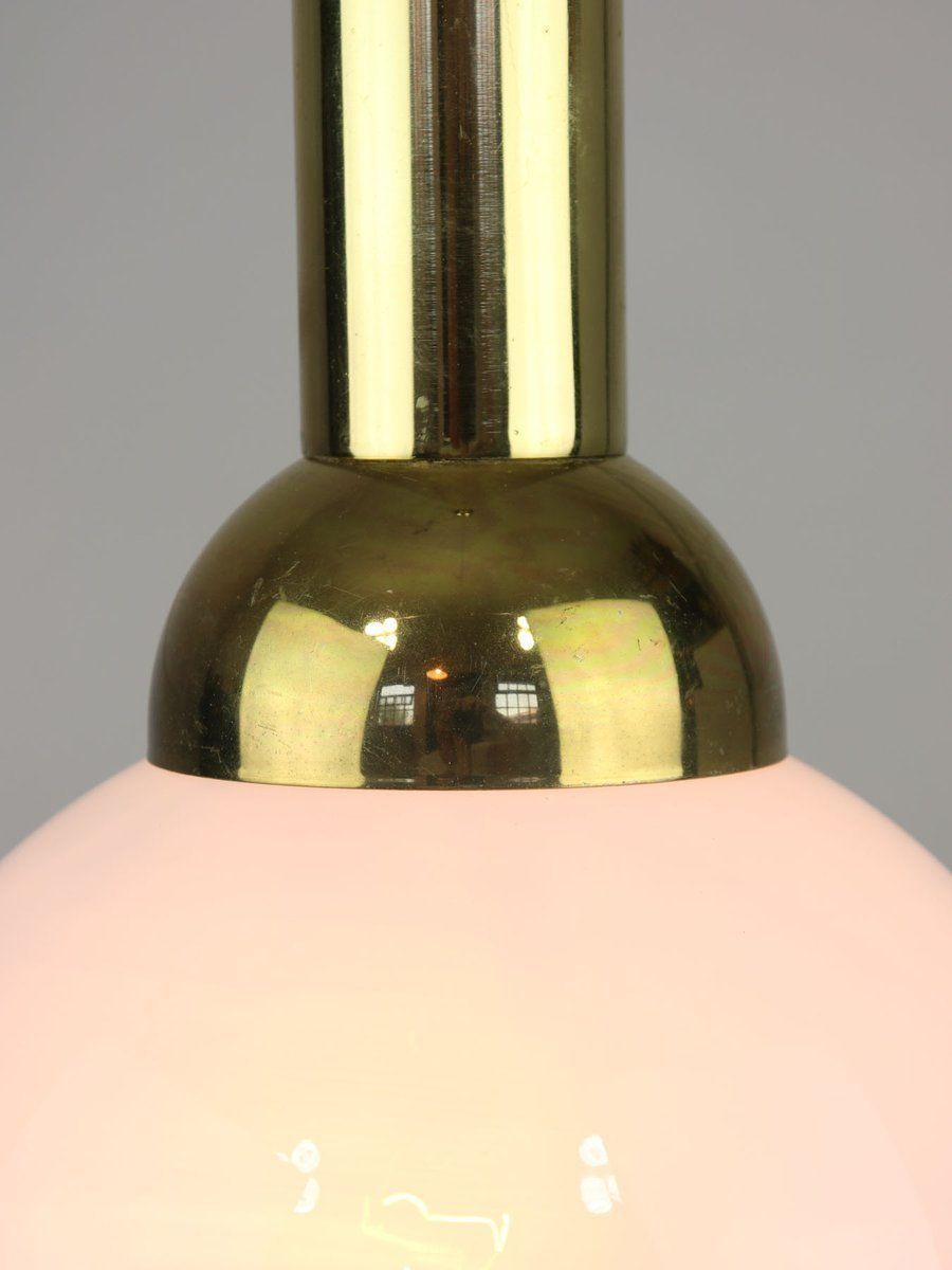 Vintage Pendant Lamp In Metal And Opaline photo vintage