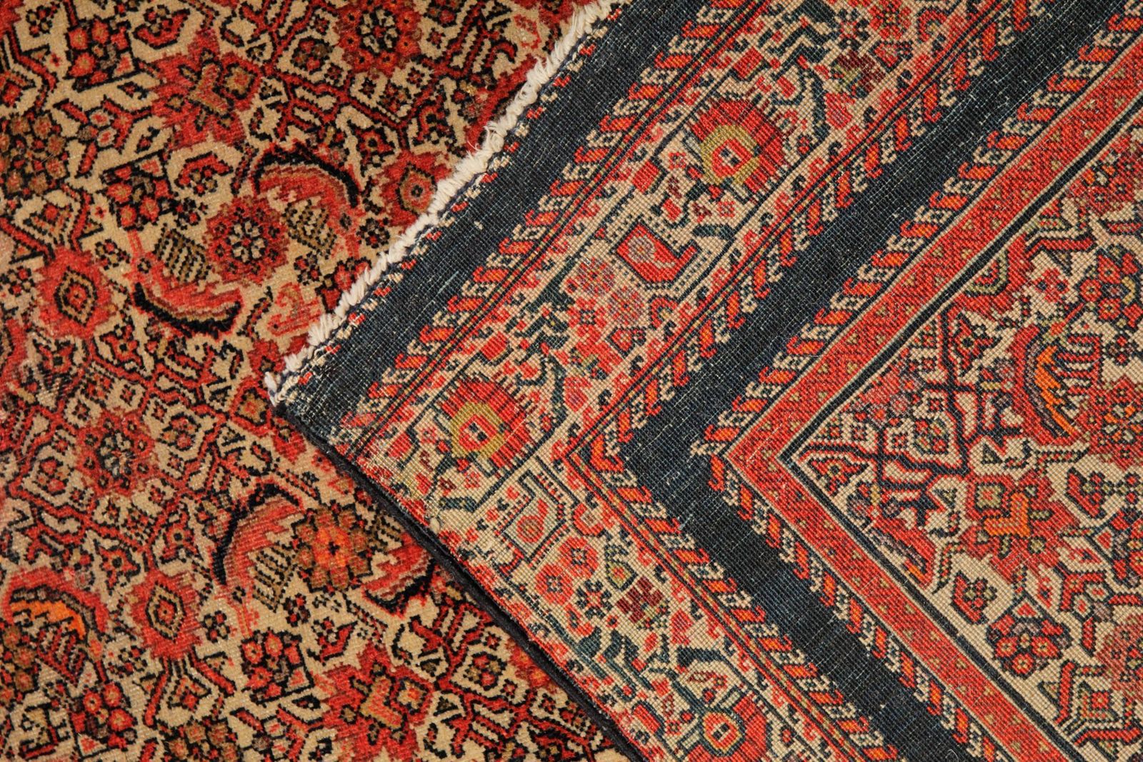 Antique Handwoven Oriental Wool Area Rug Rust Geometric Carpet photo vinterior