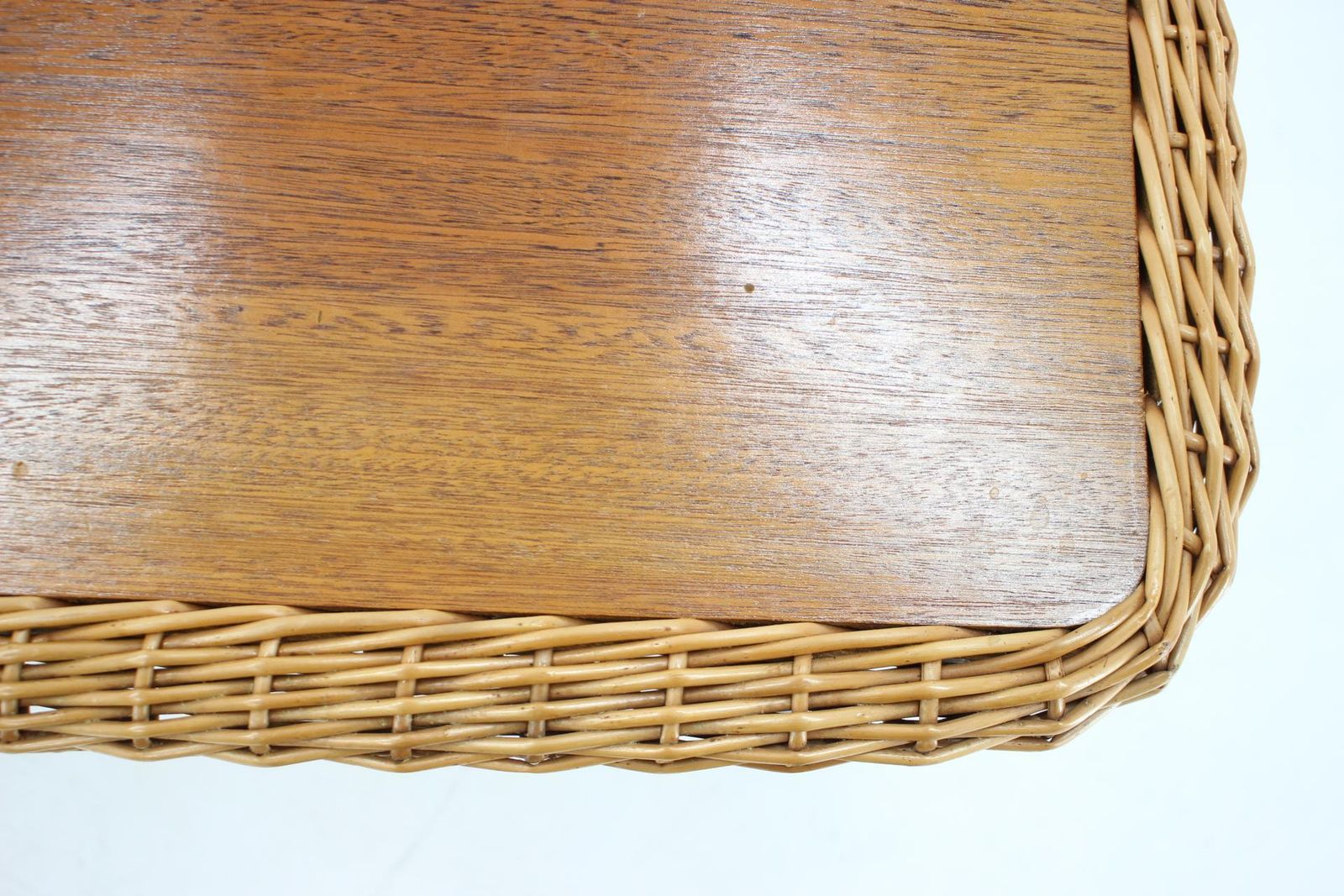 1970s Coffe Table With Rattan Edge, France photo buy