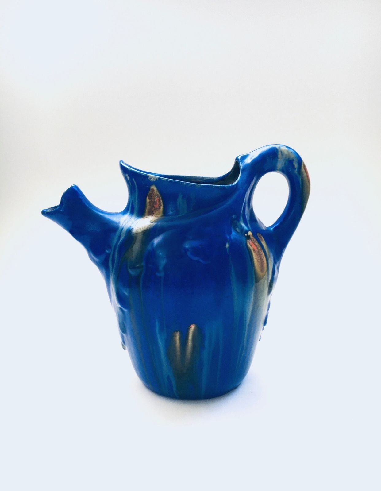 Art Nouveau Multicolored Ceramic Decanter, Belgium 1920's photo furniture