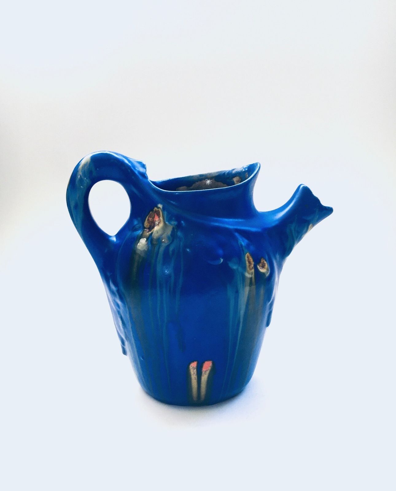 Art Nouveau Multicolored Ceramic Decanter, Belgium 1920's photo Home Decor