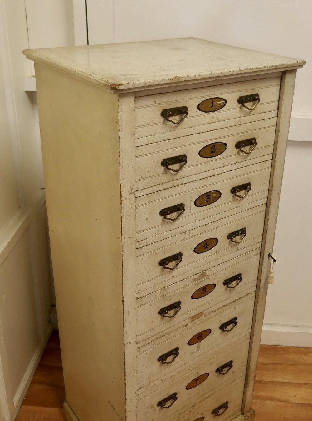 Tall Edwardian Painted Wellington Chest Filing Cabinet photo buy