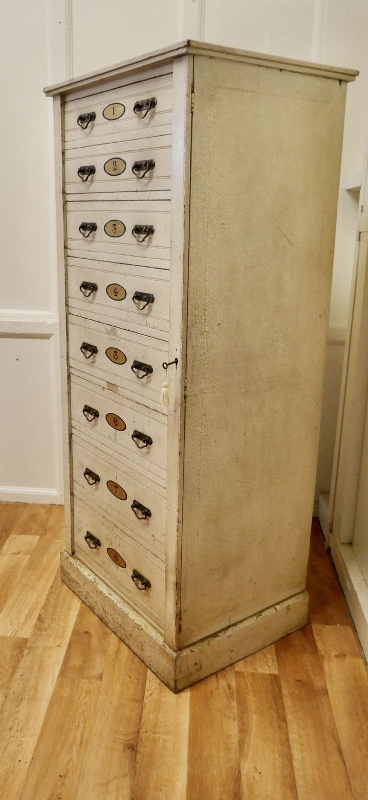 photo furniture Tall Edwardian Painted Wellington Chest Filing Cabinet