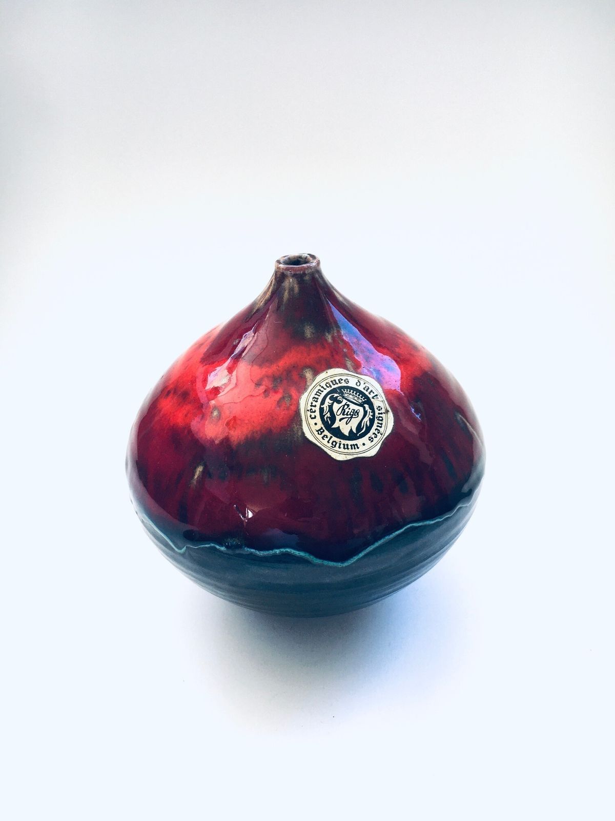 Midcentury Céramiques D'art Signées Rigo Vase, Belgium 1960's photo furniture