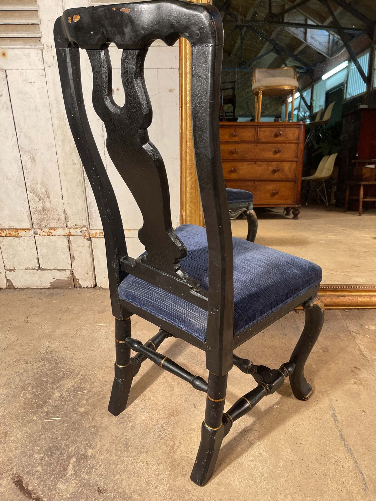 photo for sale Rare Early Antique Queen Anne Jappened Side Chair Circa 1710