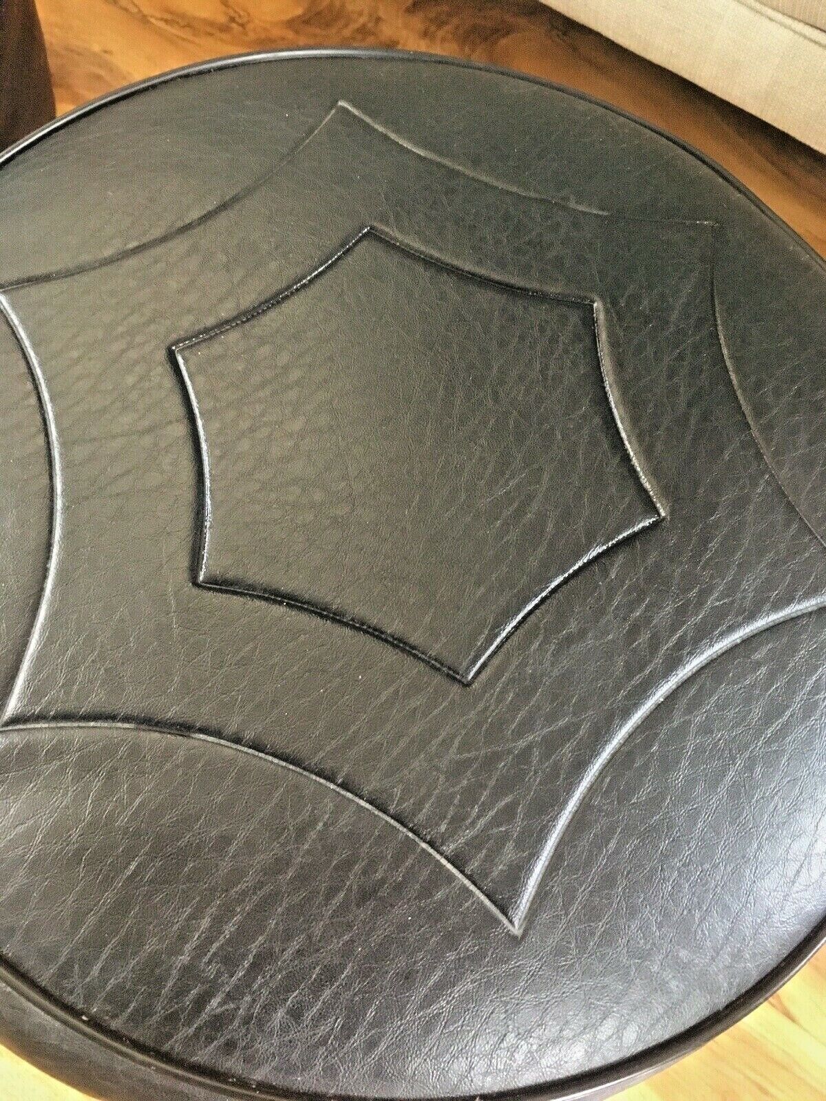 1 Retro 1950's Genuine Sherborne Black Faux Leather Geometric Foot Stool Pouffe photo vintage