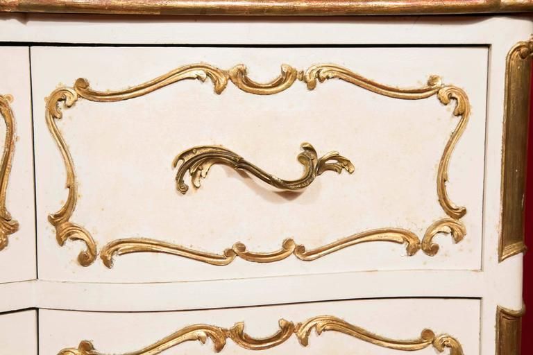 photo for sale Italian Commode From The 1950s, Painted And Gilded, Very Well Made