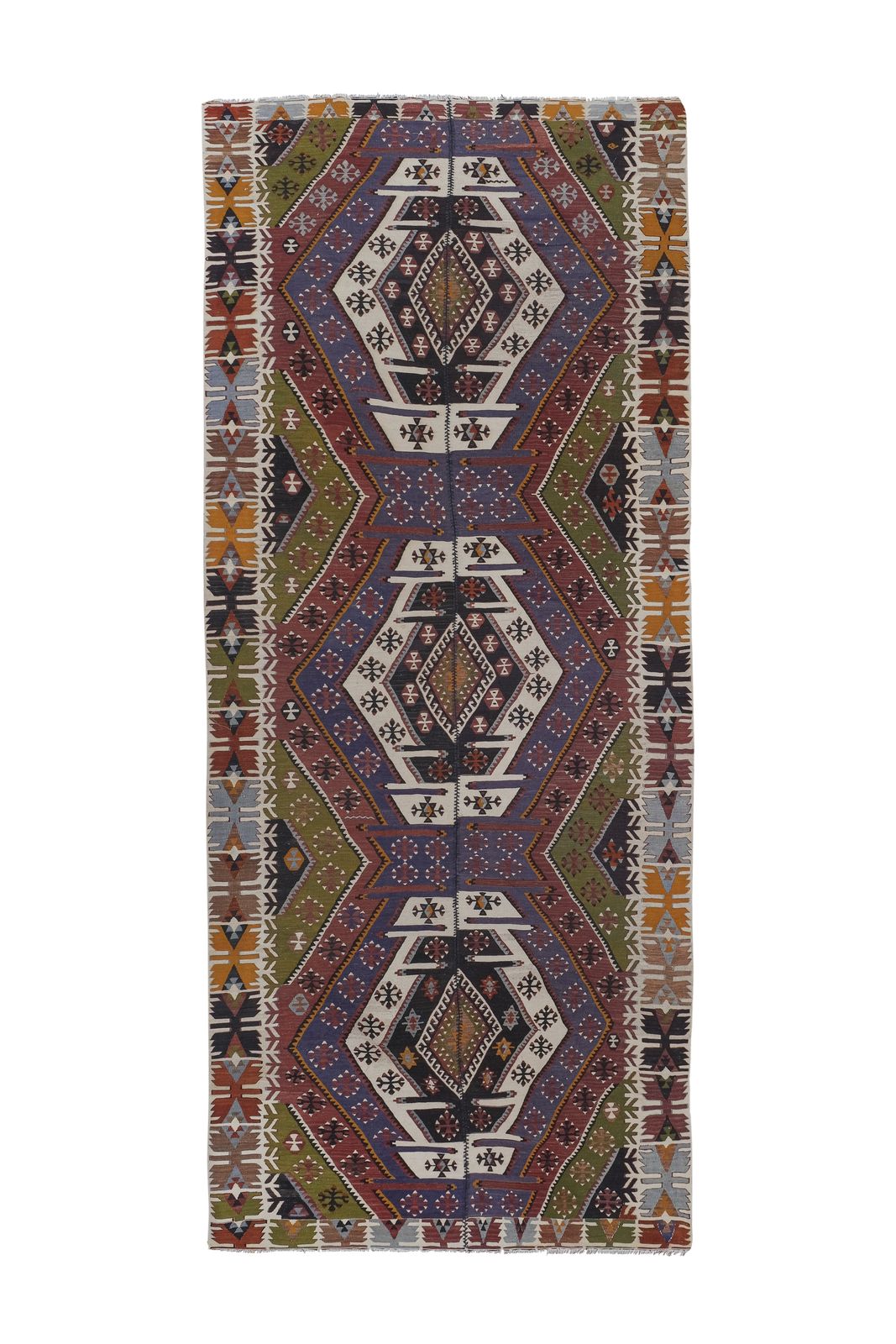 Vintage Pastel Geometric Kilim Rug 4'11'' X 11'11''