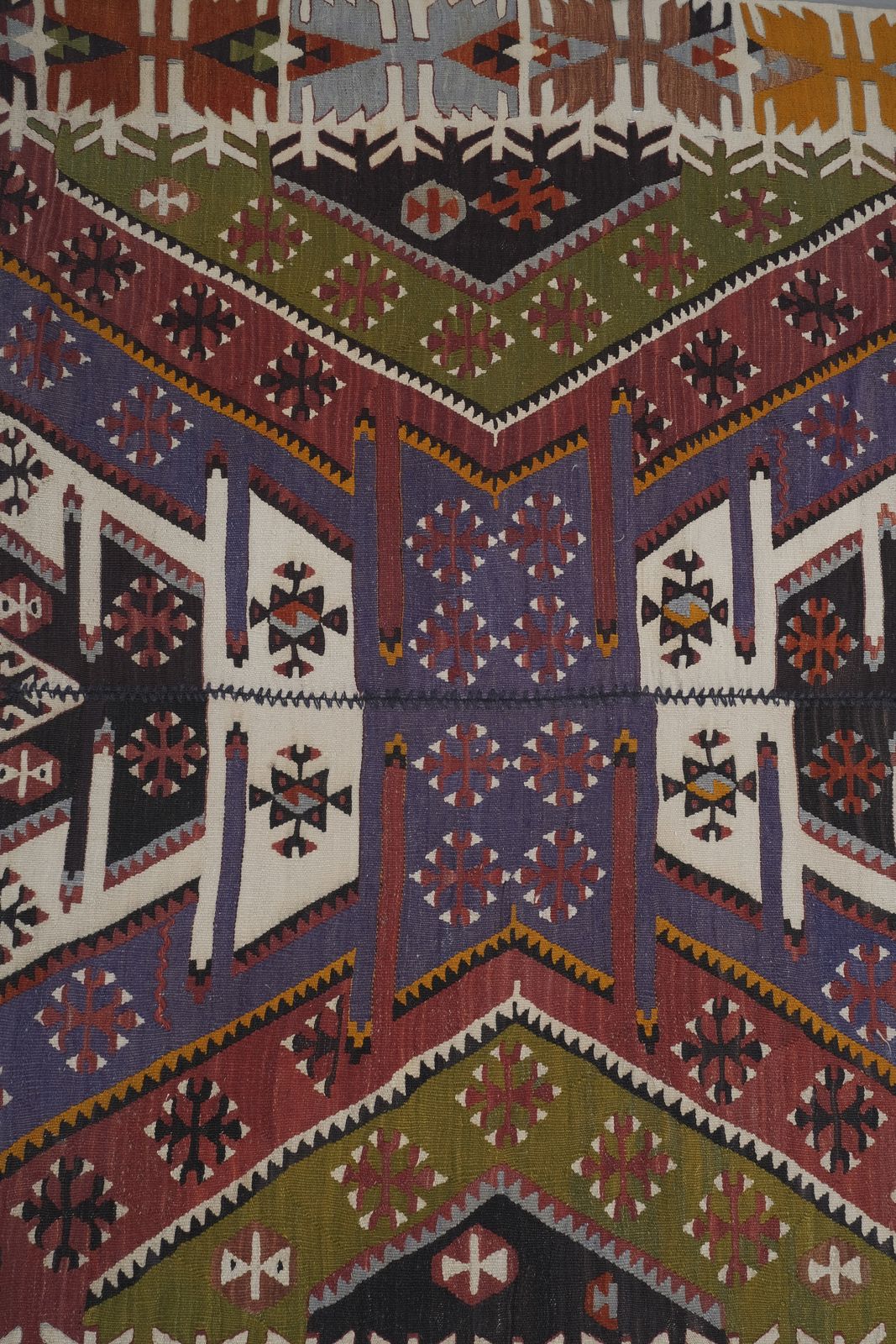 Vintage Pastel Geometric Kilim Rug 4'11'' X 11'11'' photo vinterior
