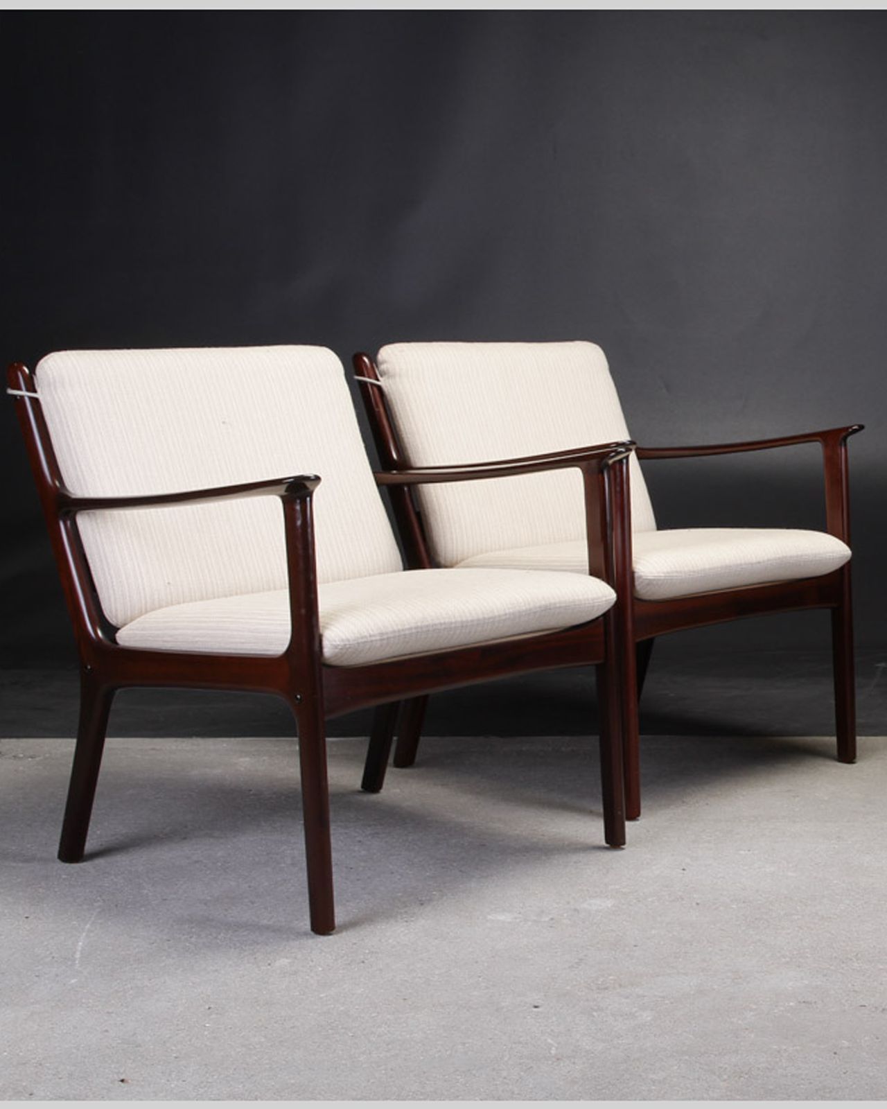 1950s Ole Wanscher Set Of Two Pj112 Lounge Chairs In Mahogany