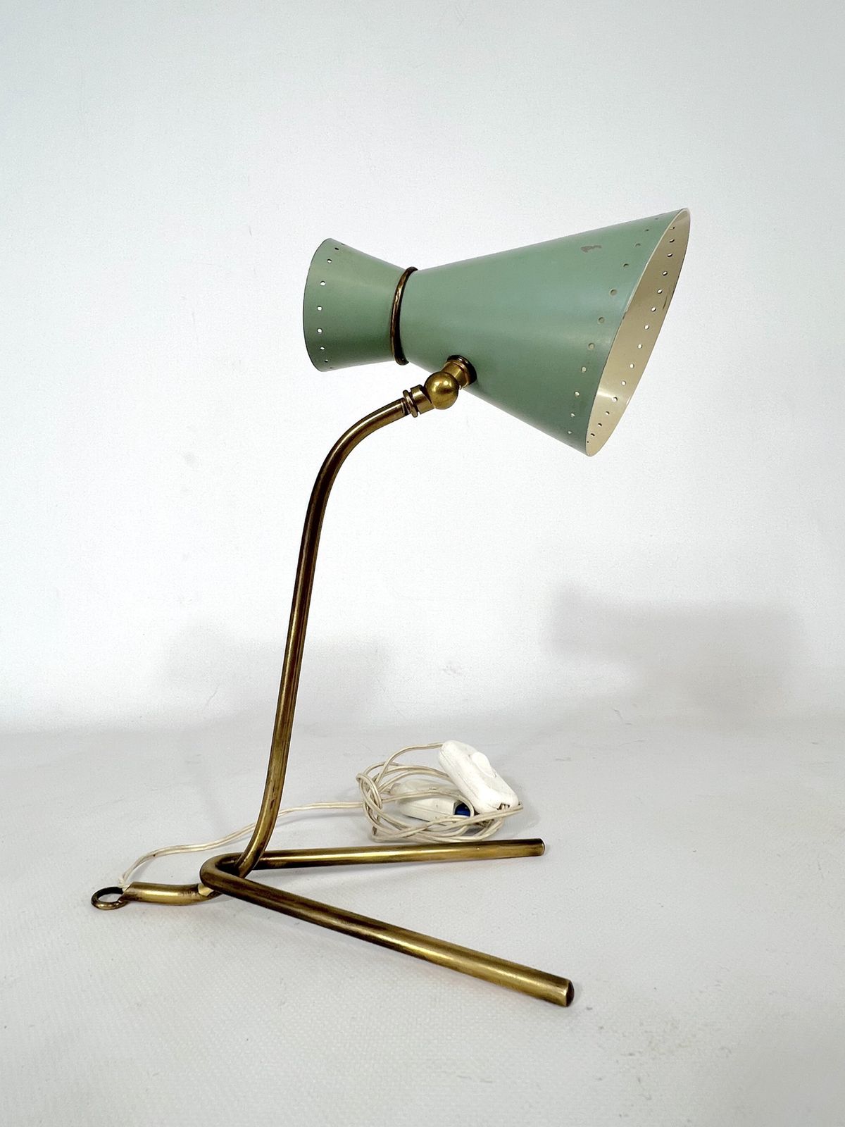 Mid Century Stilnovo Brass Orientable Table Or Wall Lamp From 50s