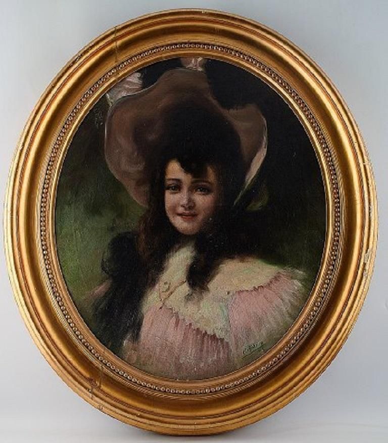 Pedro Ribera Spanish Artist, Oil On Canvas, Portrait Of A Girl photo furniture