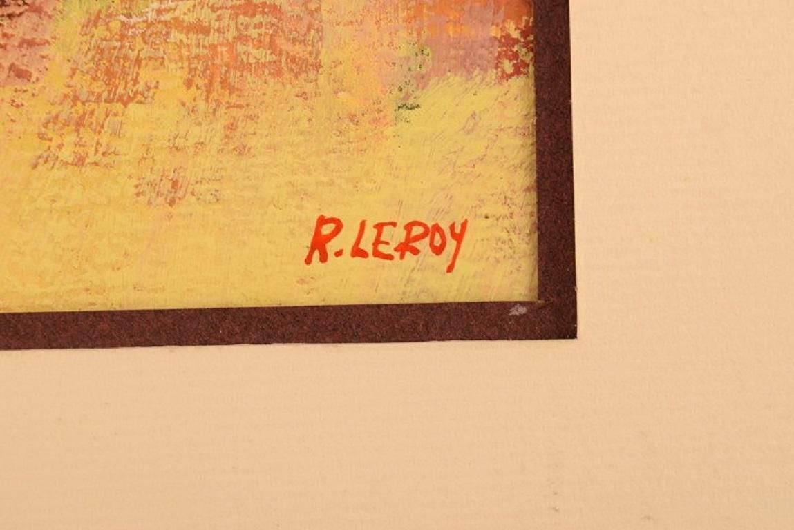 René Leroy, French Artist, Pastel On Paper, "Red Countryside" photo for sale