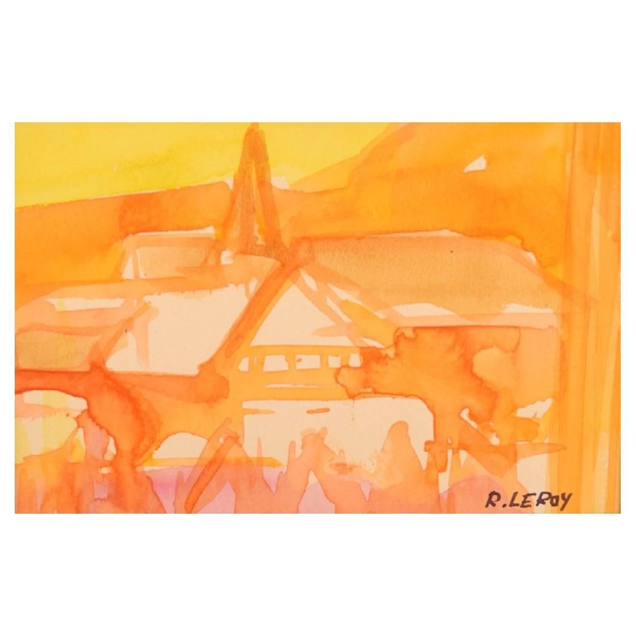 René Leroy, French Artist, Watercolor On Paper, 1980s