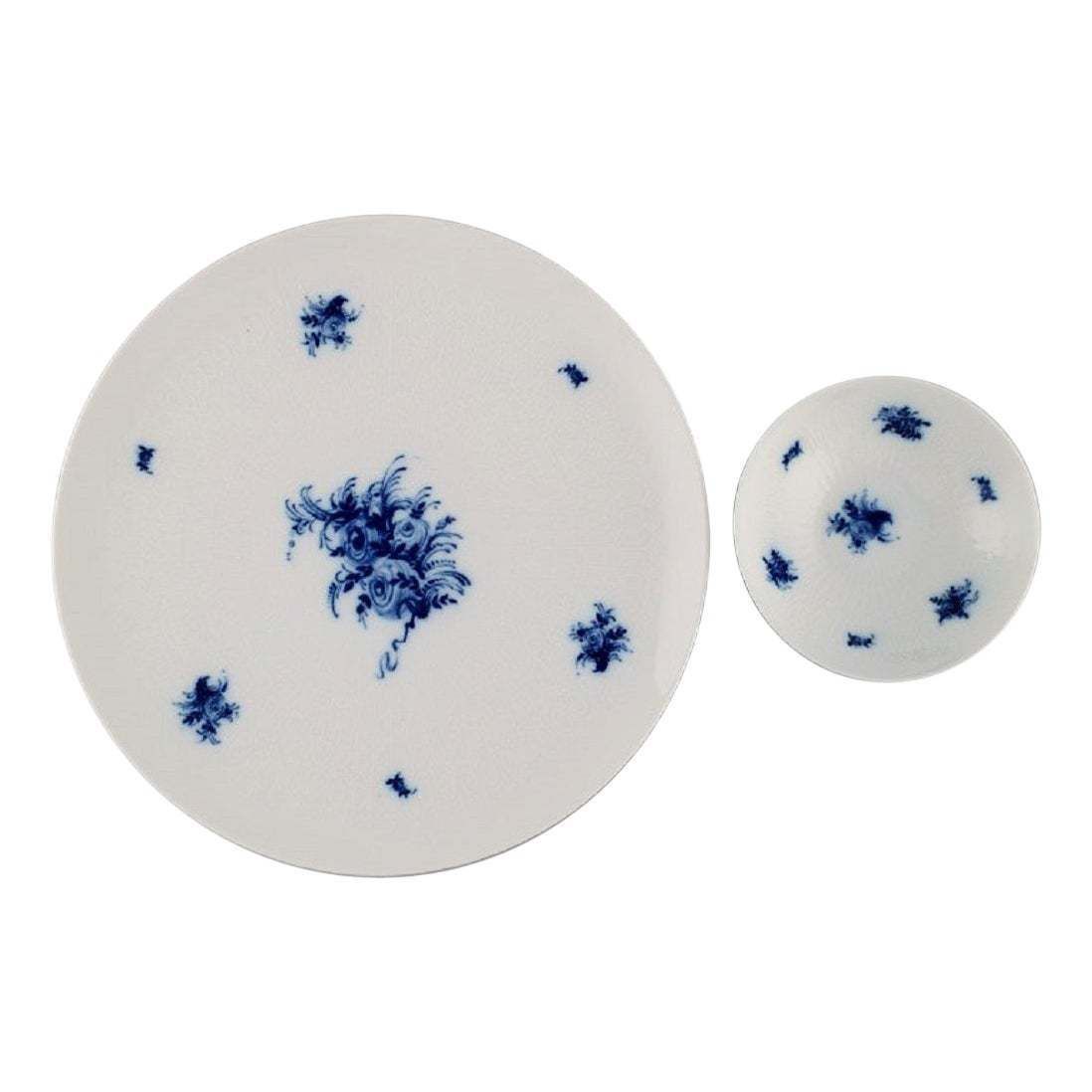 Bjørn Wiinblad For Rosenthal, Romanze Blue Flower Bowl And Large Dish, 1960s