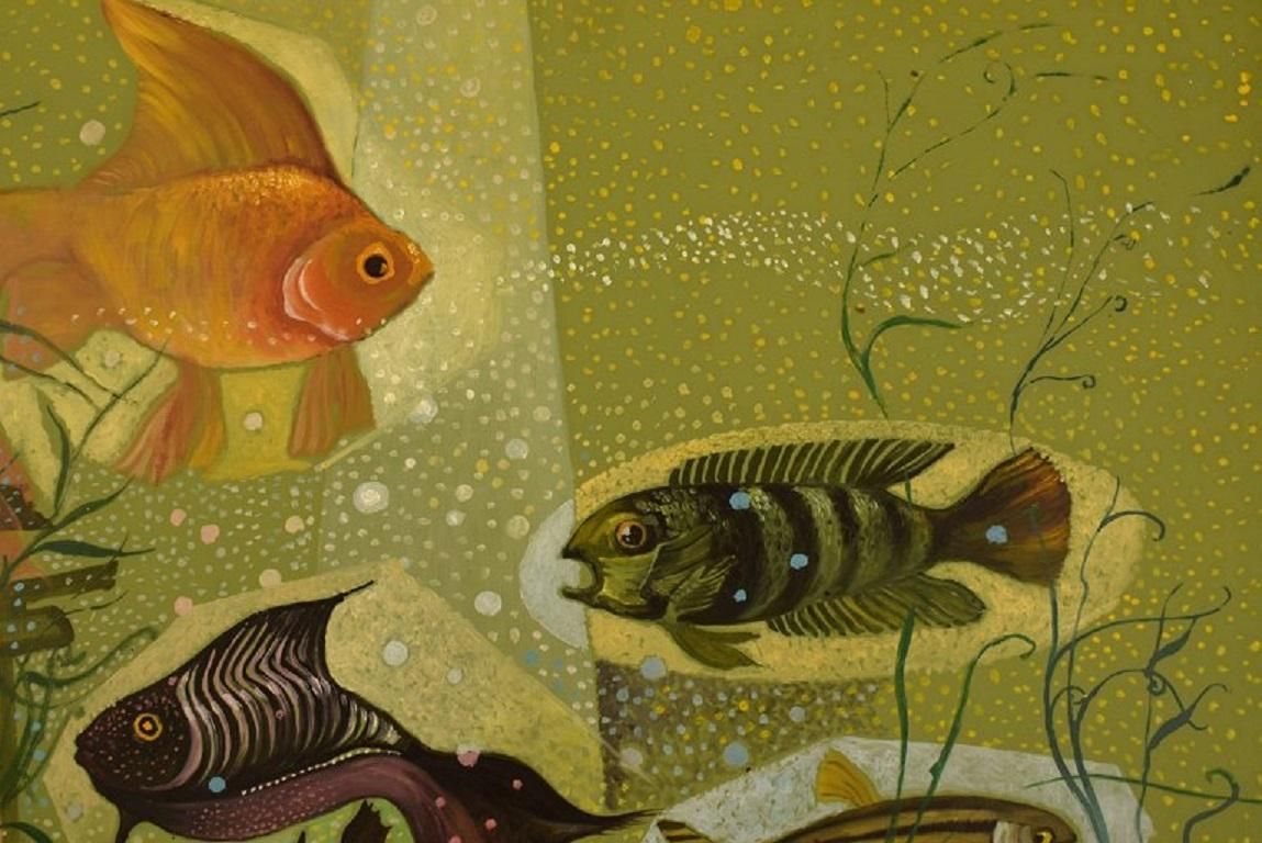 Ove Persson, Swedish Artist, Oil On Board, "Aquarium" photo 616.0