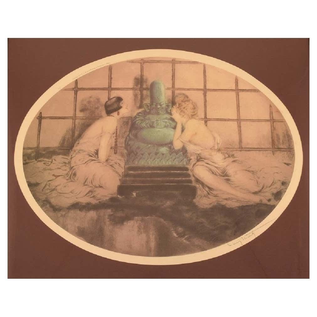 Louis Icart, Etching On Paper, Women And Buddha, 1930s