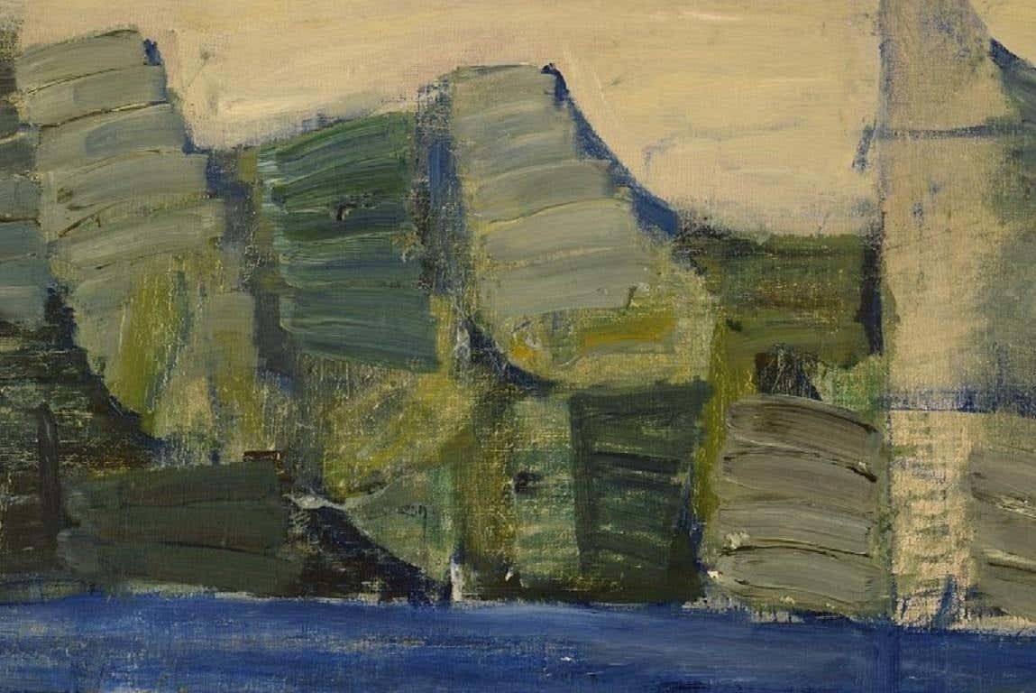 Olle Agnell, Sweden, Oil On Canvas, Modernist Landscape, 1960s photo Art