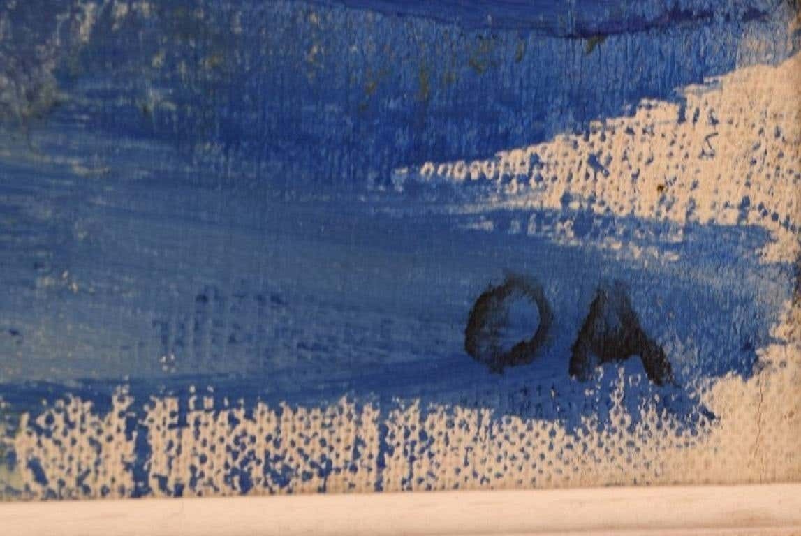 Olle Agnell, Sweden, Oil On Canvas, Modernist Landscape, 1960s photo vinterior