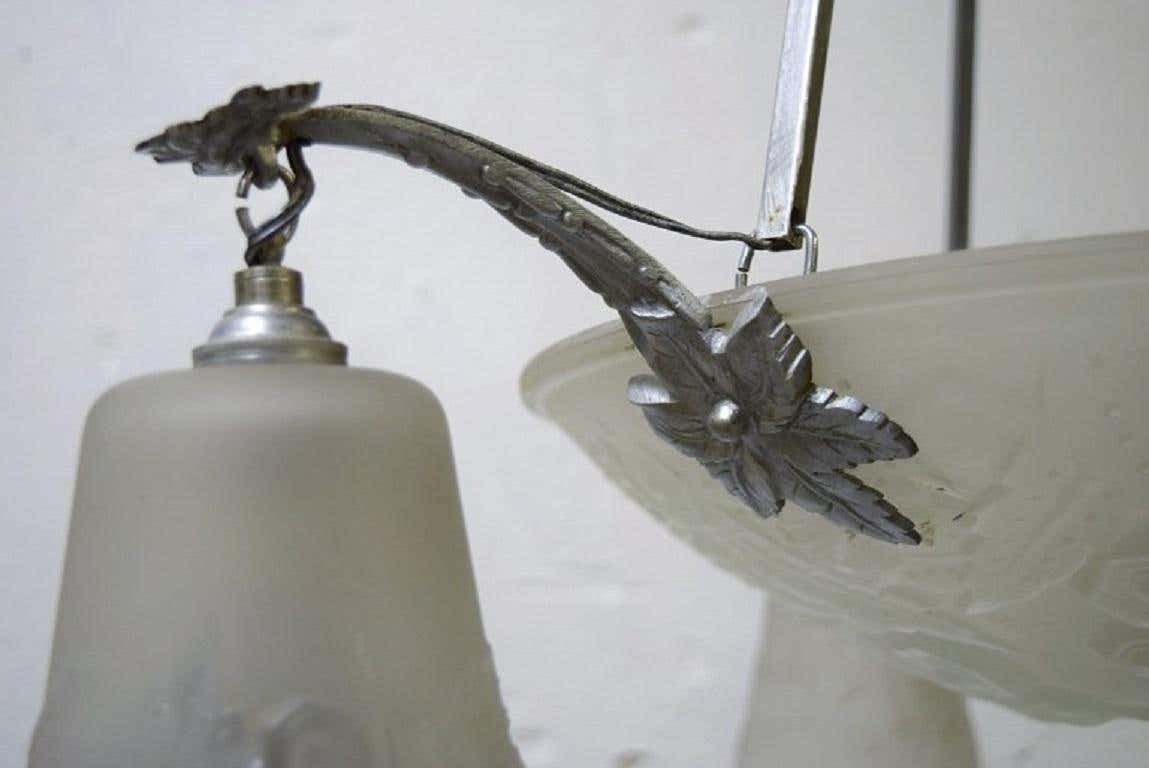 Muller Frères, Luneville, Large Impressive Chandelier In Wrought Iron, 1930s/40s photo 810.0
