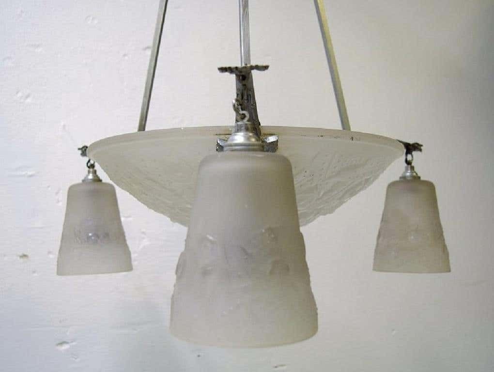 Muller Frères, Luneville, Large Impressive Chandelier In Wrought Iron, 1930s/40s photo vintage