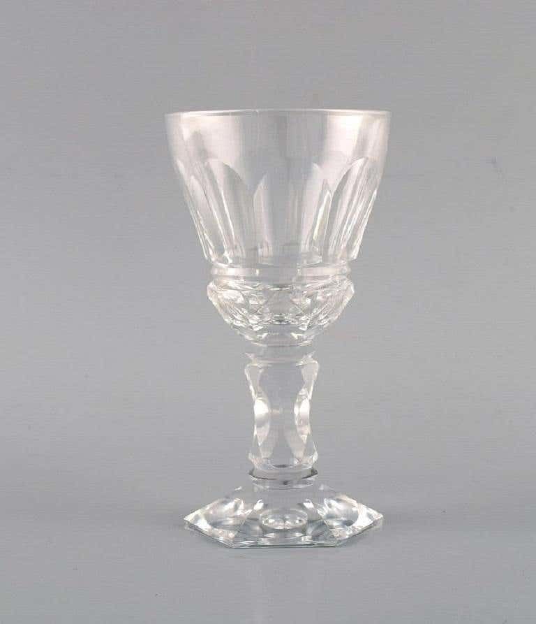 Baccarat, France, Three Art Deco White Wine Glasses In Clear Crystal Glass photo furniture