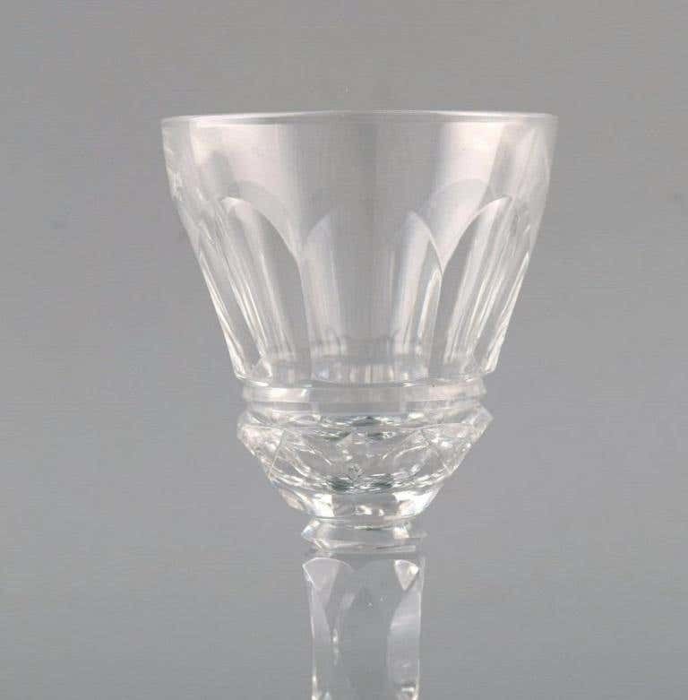 Baccarat, France, Three Art Deco White Wine Glasses In Clear Crystal Glass photo Home Decor
