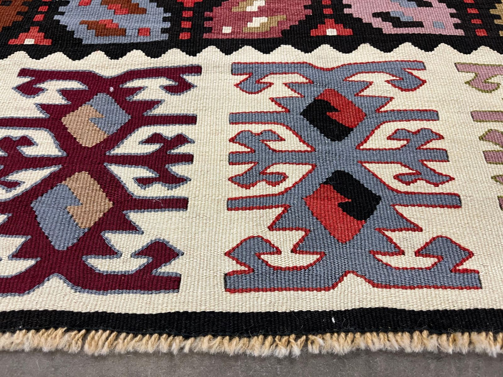 Antique Turkish Kilim Rug Handmade Modern Red Striped Pirot Kilims  306x254cm photo vintage