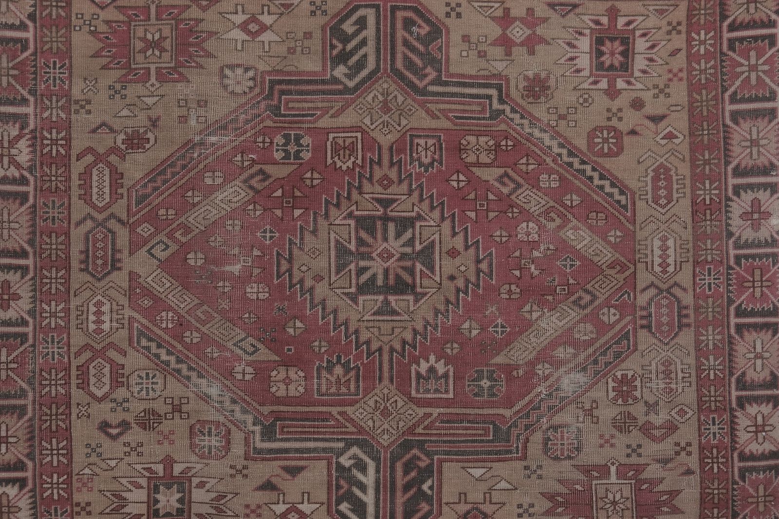 Antique Caucasian Kazak Rug With Tribal Geometric Medallion 5'5'' X 6' photo vintage
