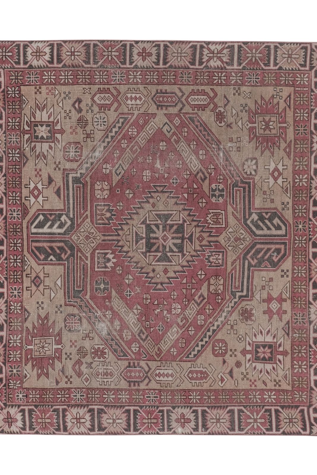 photo furniture Antique Caucasian Kazak Rug With Tribal Geometric Medallion 5'5'' X 6'