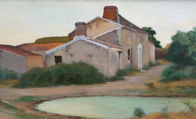 Painting Rural Scene Signed C. Perron – Early 20th Century photo vinterior