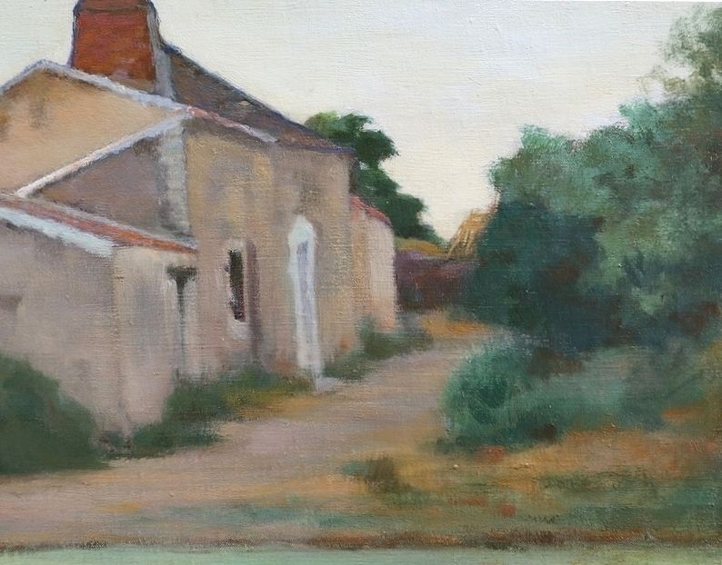 photo for sale Painting Rural Scene Signed C. Perron – Early 20th Century