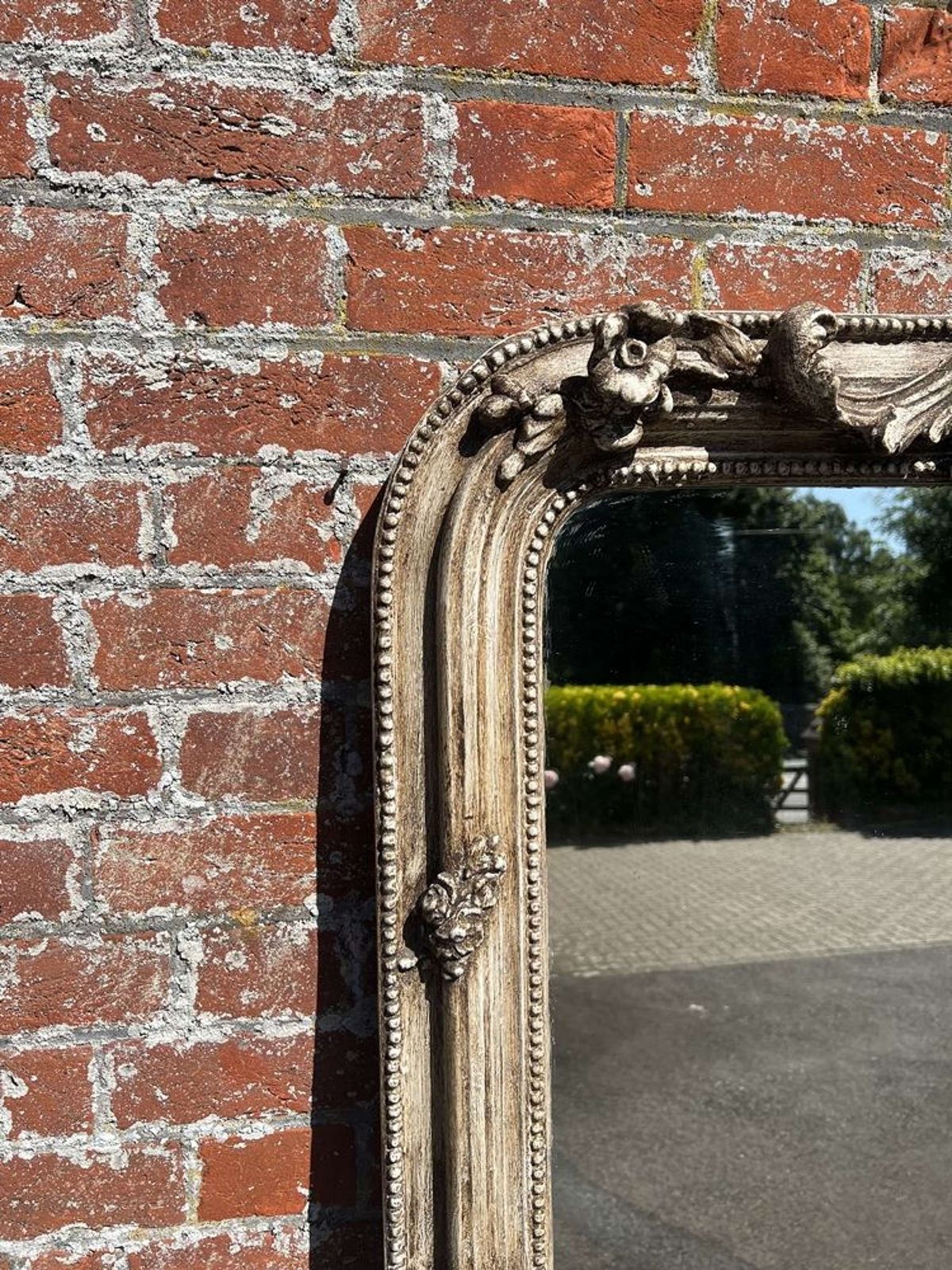 A Fabulous Large Antique French 19th C Arched Top Painted Mirror. photo furniture