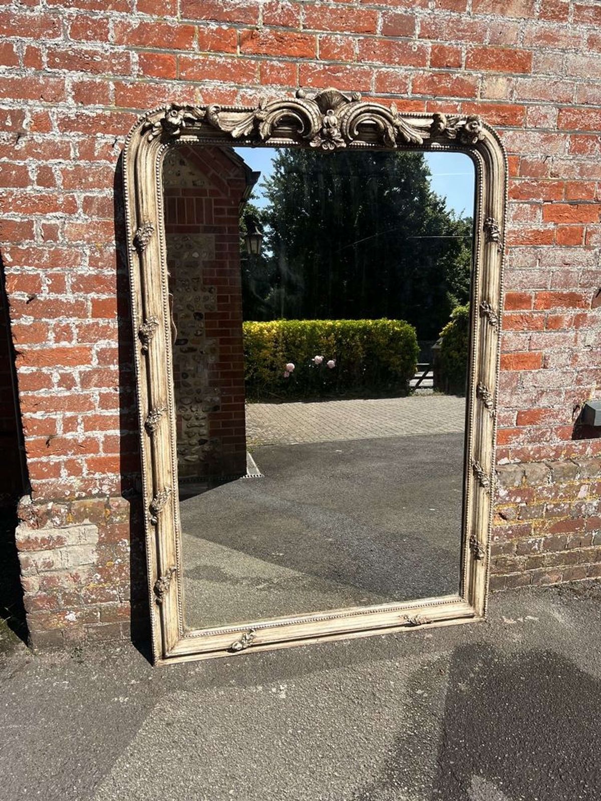 A Fabulous Large Antique French 19th C Arched Top Painted Mirror. photo buy