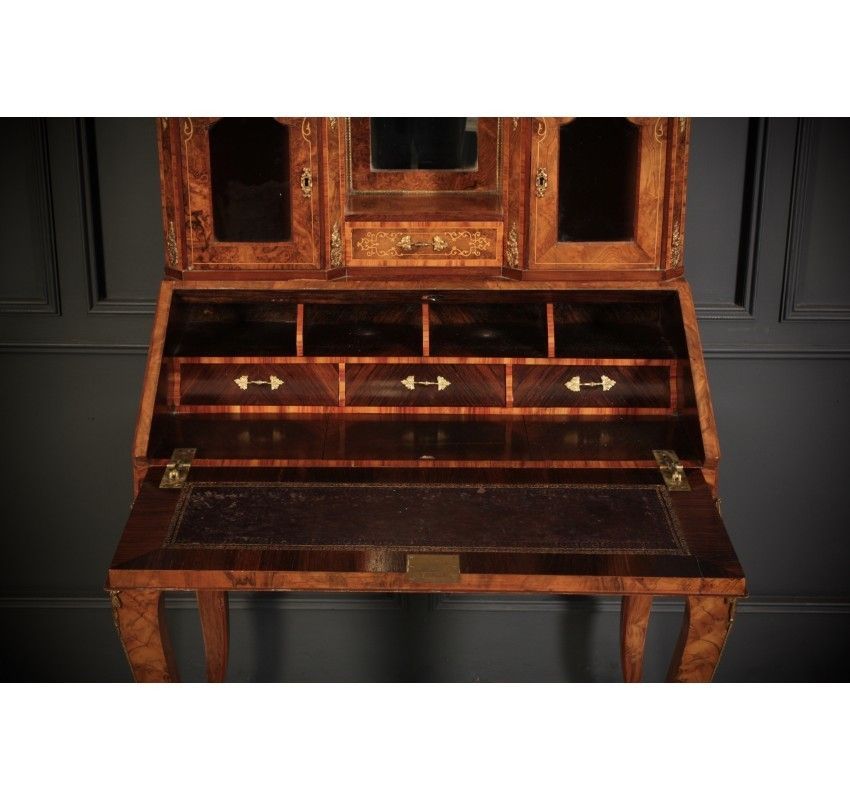 Burr Walnut Marquetry Inlaid Writing Desk photo Furniture