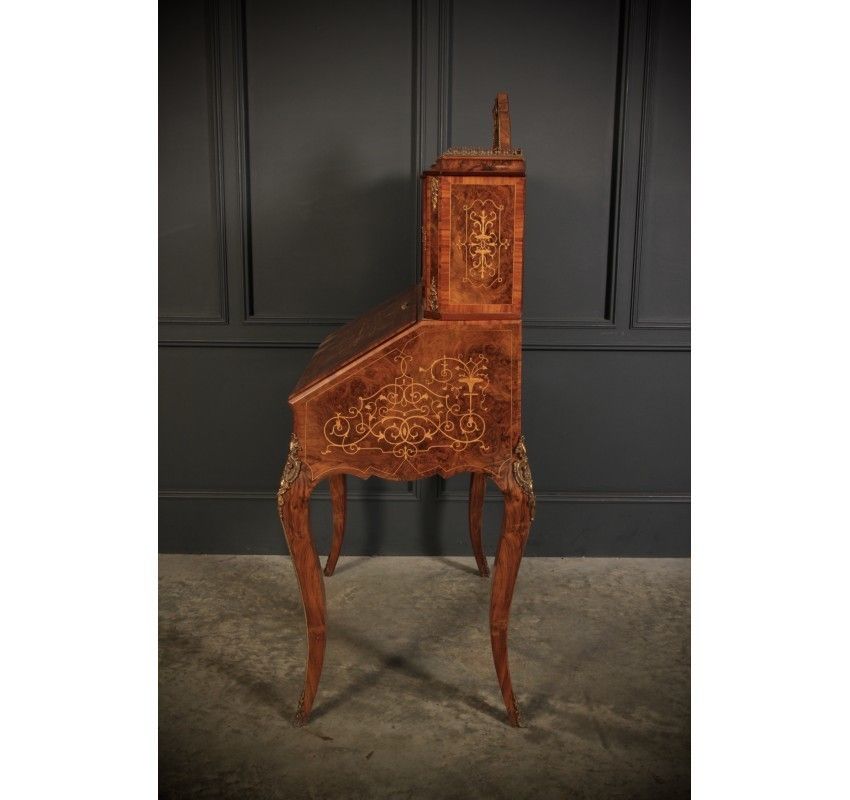 Furniture Burr Walnut Marquetry Inlaid Writing Desk photo