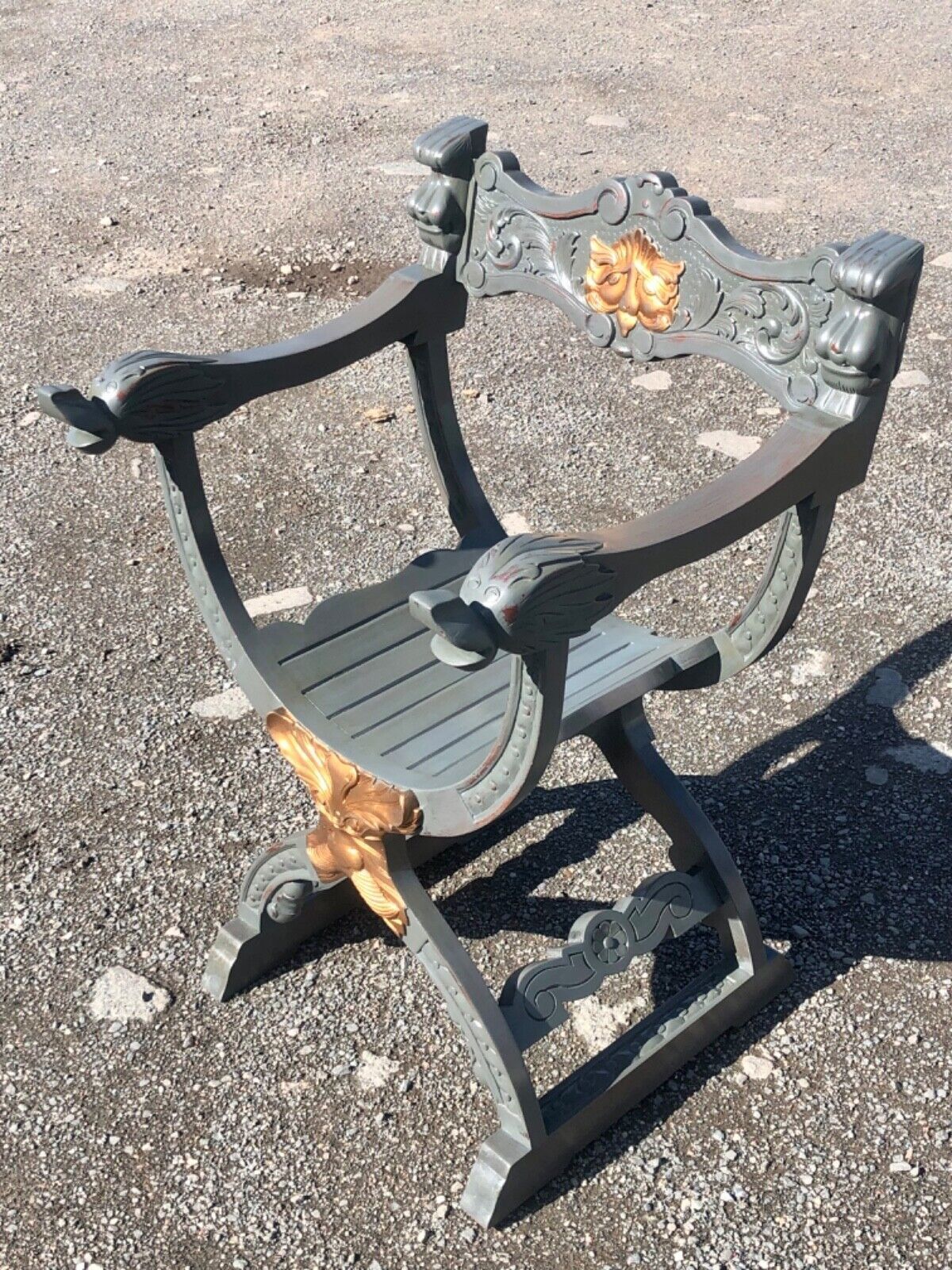 Handsome Vintage Carved Hardwood Hall Chair photo 295.0