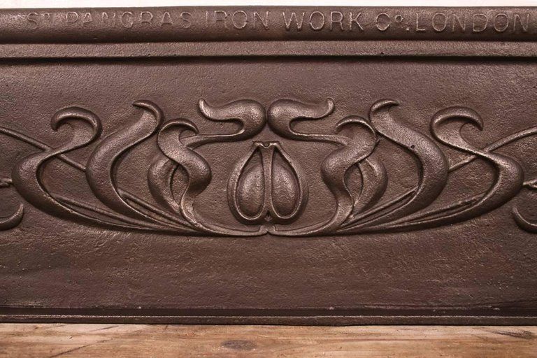 Pair Of Reclaimed Art Nouveau Cast Iron Stair Risers By St Pancras Iron Work Co. photo for sale