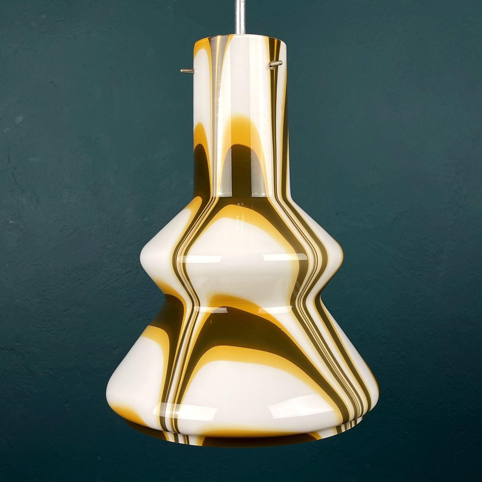 Lighting Mid Century Brown Opaline Murano Glass Pendant Lamp Italy 1950s photo