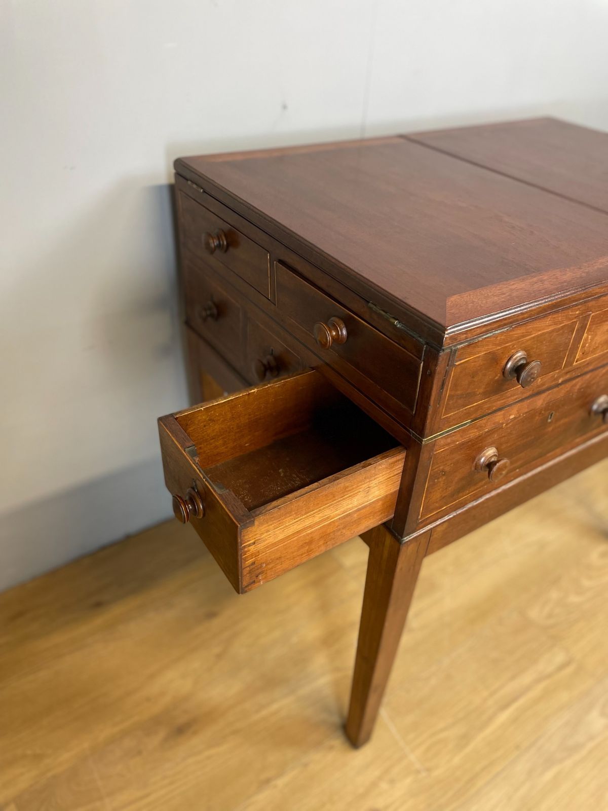 Late Georgian Inlaid Mahogany Folio Cabinet photo vintage