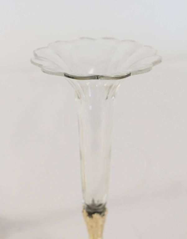Pair Of Bud Vases, Cristal And Gold Gilt Bronze And Gold Leaf photo vintage