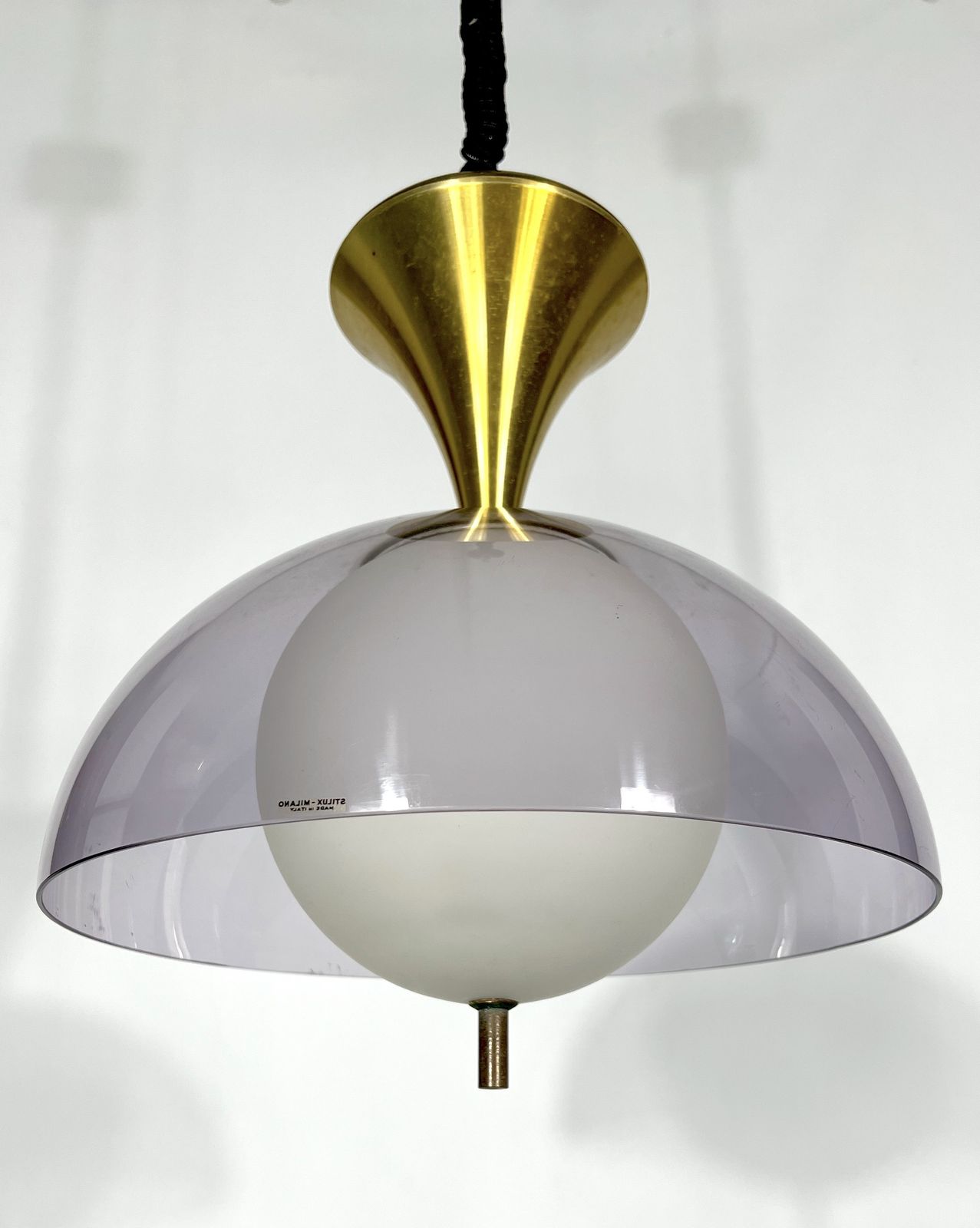 Vintage Brass Stilux Milano Chandelier. Italy 1960s photo Lighting