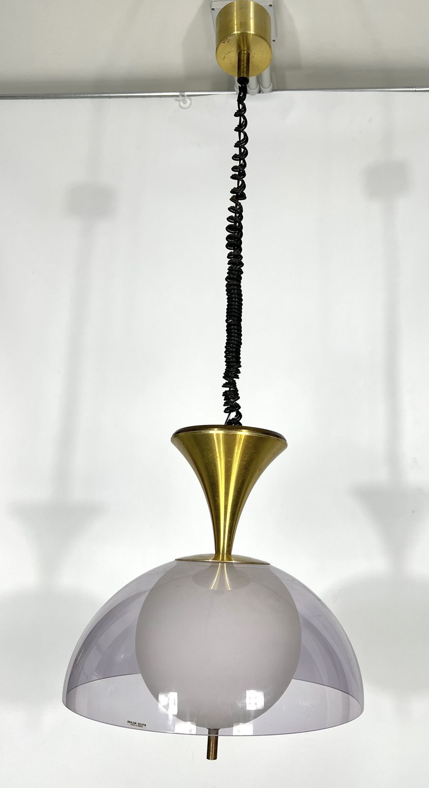 photo vinterior Vintage Brass Stilux Milano Chandelier. Italy 1960s