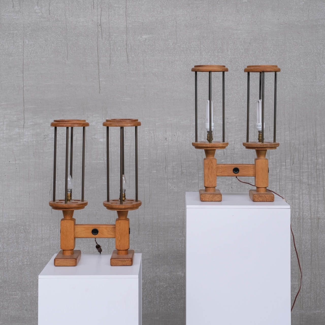 Pair Of Guillerme Et Chambron Mid Century French Table Lamps photo vintage