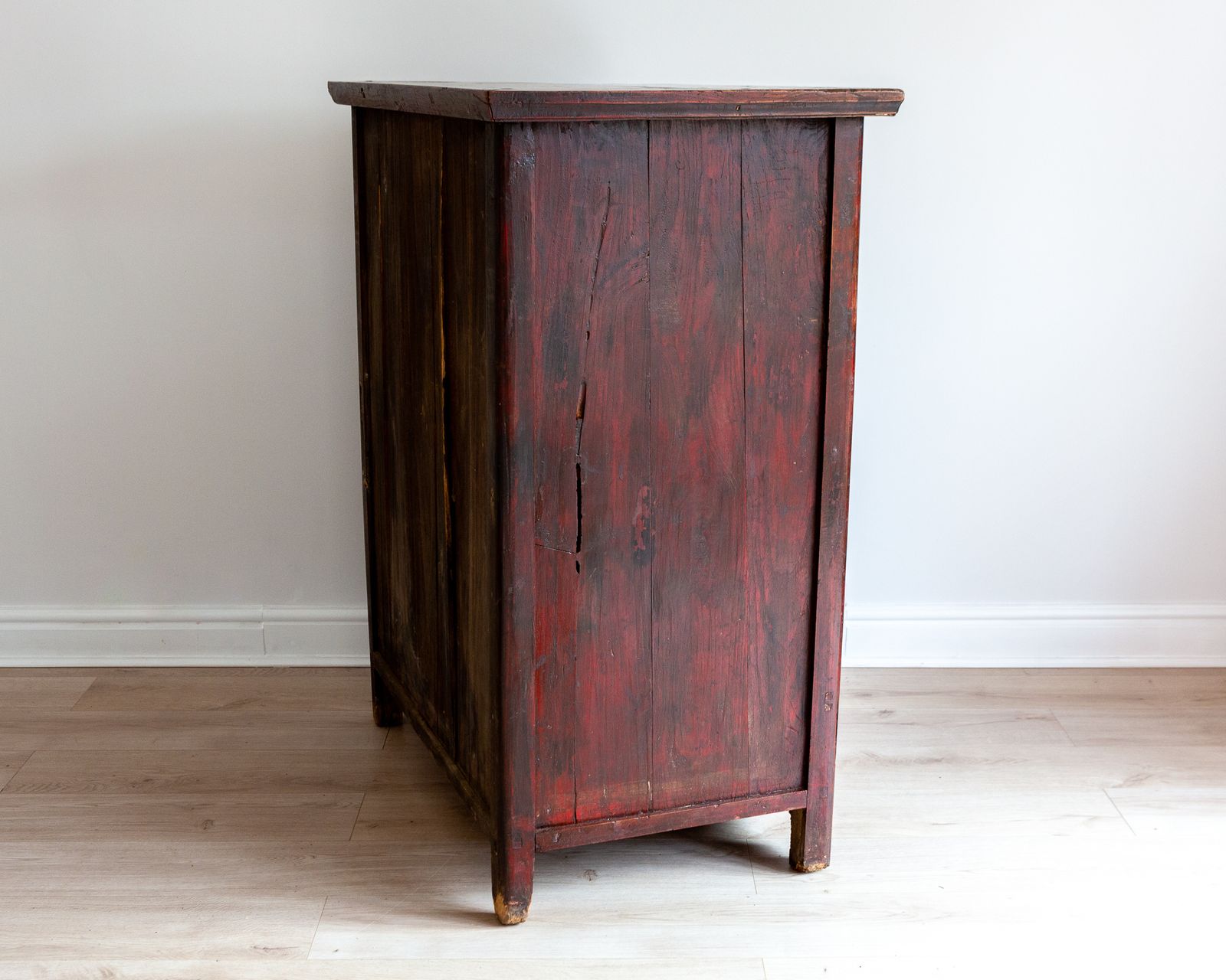 2250.0 Rare Late 18th Century Chinese Red Lacquered Panelled Shanxi Wedding Cabinet Oriental photo