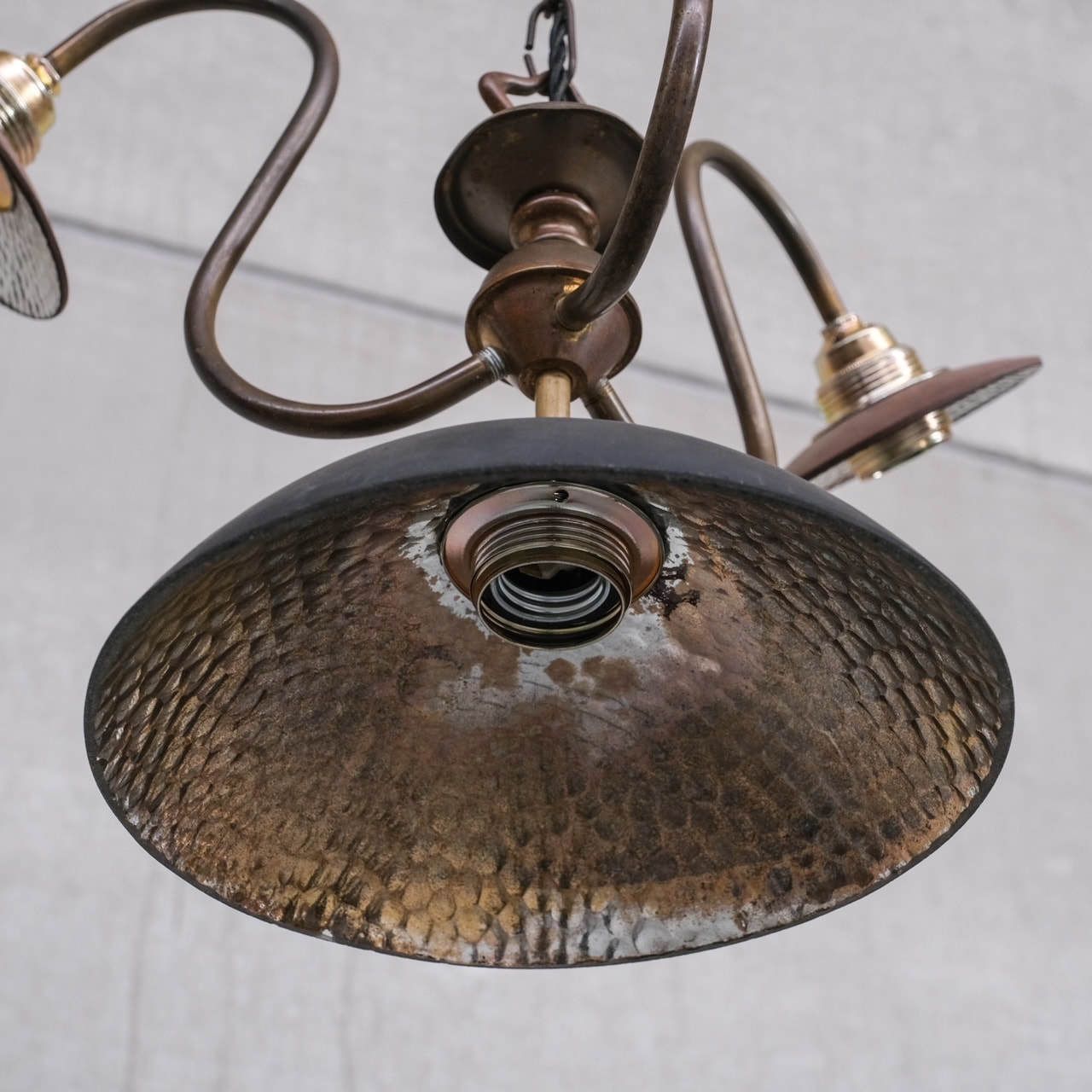 Antique English Swan Neck Mercury Glass Pendant Light/Chandelier photo vintage