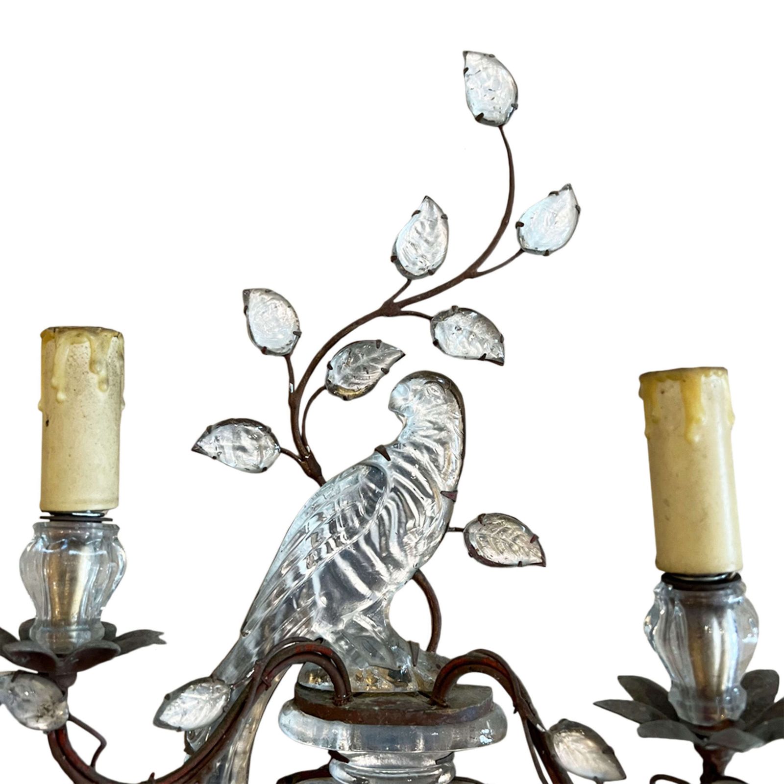 Pair Of Maison Baguès Wall Sconces With Parrot And Urn Decoration photo Lighting