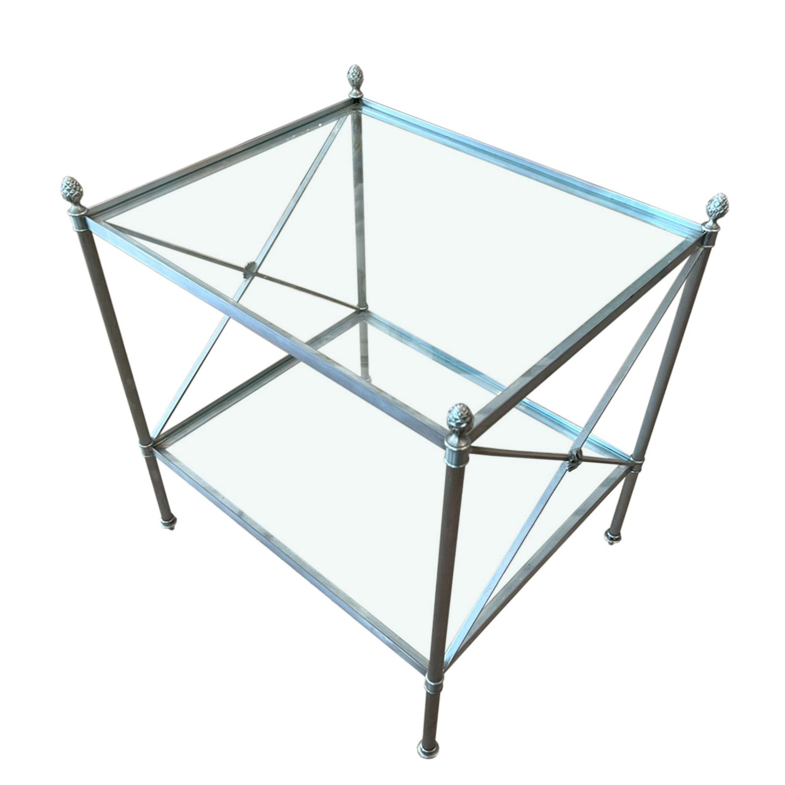 Pair Of French Midcentury Steel And Glass Side Tables photo for sale