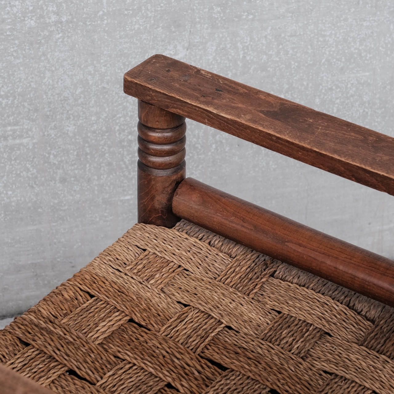 photo for sale French Art Deco Cord And Oak Armchair Attr. To Charles Dudouyt