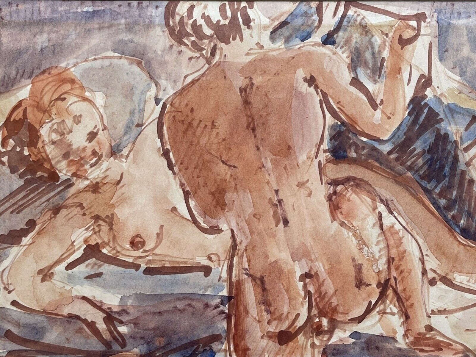 photo furniture Stuart Scott Somerville Nude Couple Watercolour/ Gouache
